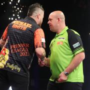 Michael Smith and Michael van Gerwen clash on Night 15 of the Cazoo Premier League in Sheffield tonight