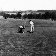 Playing on the old	 miniature golf course	at Sherdley Park	c.1960