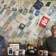 George and Dave Lee with all their cards at the Beijing restaurant