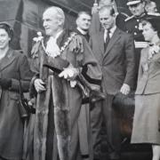 Margaret, far right, with Queen Elizabeth II and Prince Phillip during their visit to St Helens