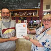 Phil Speakman presented with the CAMRA award for the Skew Bridge Ale House