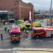 Emergency services at the scene in Liverpool