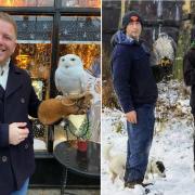 Stevie Ballard with Tundra the owl, andJohn and Andrew with their birds (right)