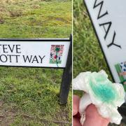 Vandalism on the Steve Prescott Way sign
