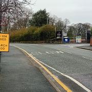 A road closure sign ahead of the event on Cowley Hill Lane