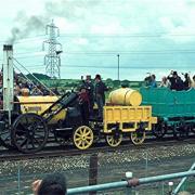 A 'Rocket' train procession at Rainhill in 1979