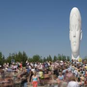 Crowds at the unveiling of Dream in 2009