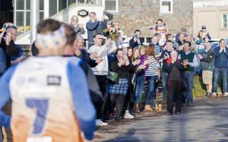 Crowds cheer on Kevin Sinfield on his ultra marathon
