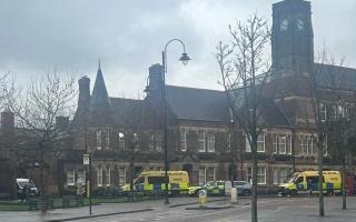 Police presence outside St Helens town hall