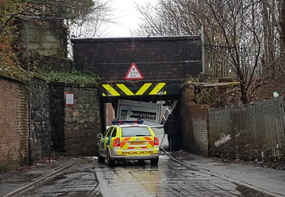 Road closures as van lodged under disused rail bridge | St Helens Star