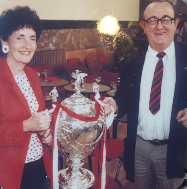 Former Star sports writer Denis Whittle is pictured here with his wife Margaret with the Challenge Cup in the Saints boardroom, the day after the 1996 Wembley triumph. Denis says the final, which saw Saints come back from 26-12 down to beat Bradford 40-32